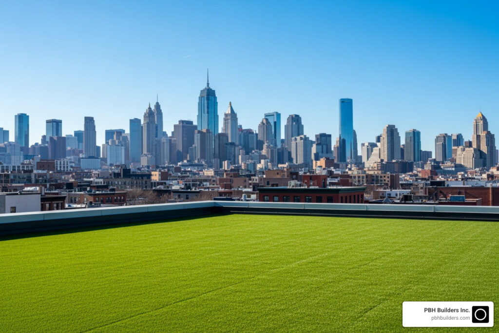 artificial grass on rooftop