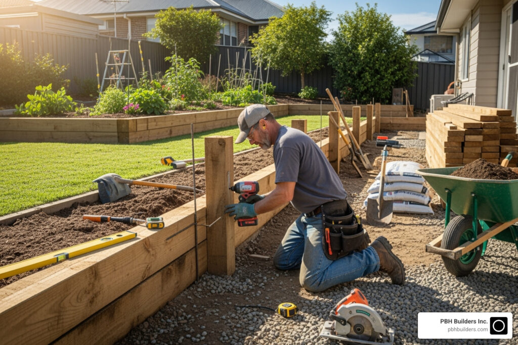 wood retaining wall contractors near me