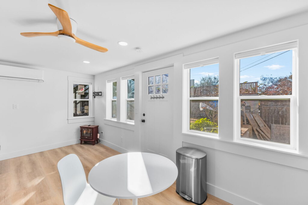 Light-filled ADU dining nook, garage conversion project in Mission Hills San Diego