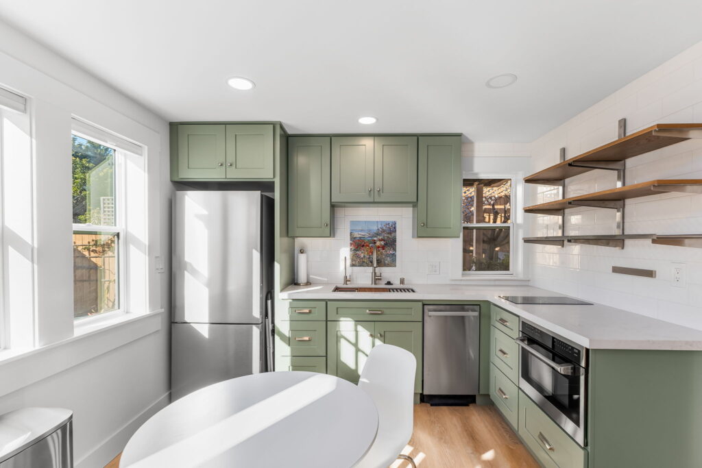 New ADU kitchen and dining area, accessory dwelling unit construction in San Diego