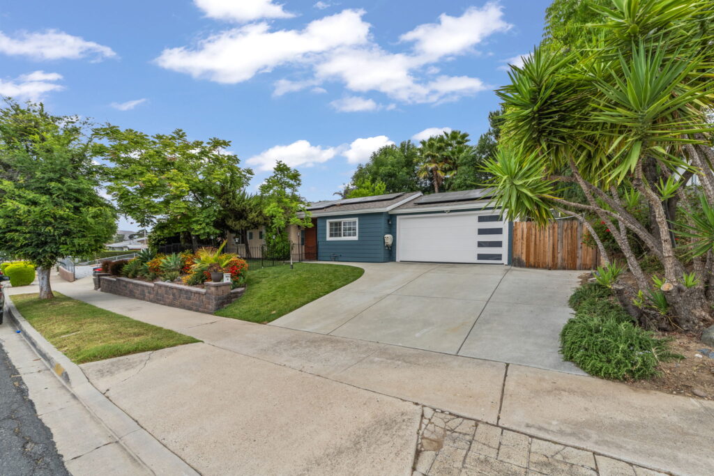 Modern garage door and fresh exterior paint, home exterior remodel in Santee CA